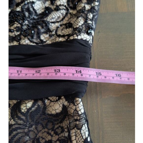 White House Black Market Dress Wmns Sz 4 Black Strapless Beaded Lace Knee Length - Picture 11 of 16